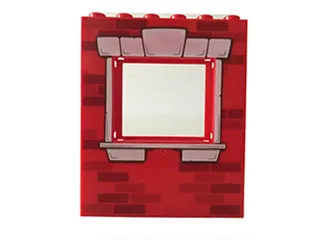 Panel 1 x 6 x 6 with Window with Bricks and White Window Frame Pattern