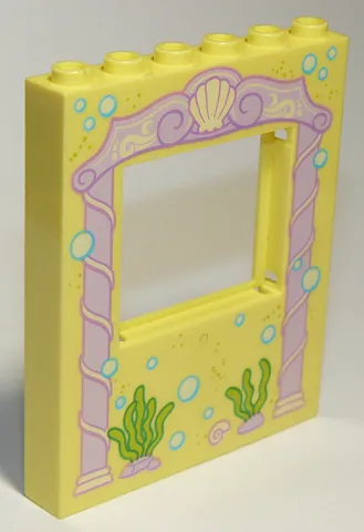Panel 1 x 6 x 6 with Window with Pink Arch, Bubbles and Sea Grass Pattern