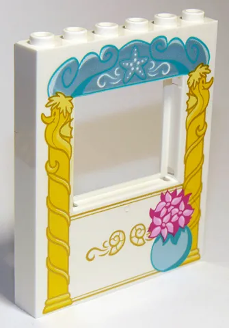 Panel 1 x 6 x 6 with Window with Bright Light Orange Pillars and Round Vase with Flowers Pattern