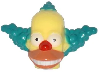 Minifigure, Head, Modified Simpsons Krusty the Clown Pattern