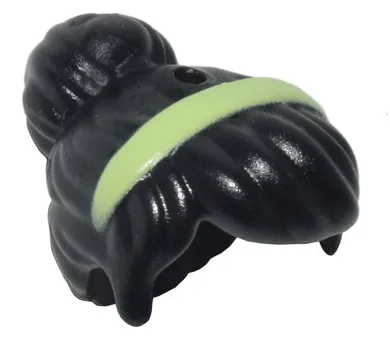 Mini Doll, Hair Female with Top Knot Bun, Hole on Top with Yellowish Green Hairband Pattern