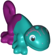 Chameleon, Friends Style with Marbled Magenta and Printed Black, Medium Azure and White Eyes, Metallic Pink Head Markings Pattern