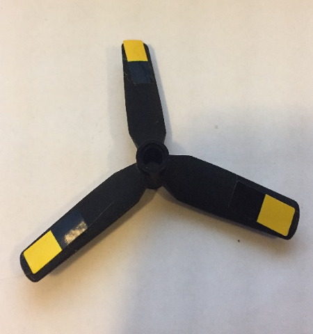 Propeller 3 Blade 9 Diameter with Center Recessed with Black and Yellow Squares Pattern (Stickers) - Set 60116