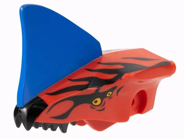 Dragon Head (Avatar Toruk) Jaw Upper with Blue Crest, Black Stripes, and Bright Light Orange Eyes Pattern