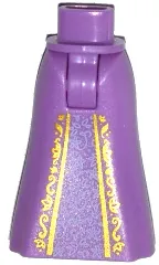 Mini Doll Hips and Skirt Full Length with Gold Trim and Lavender Lace Pattern - Thick Hinge