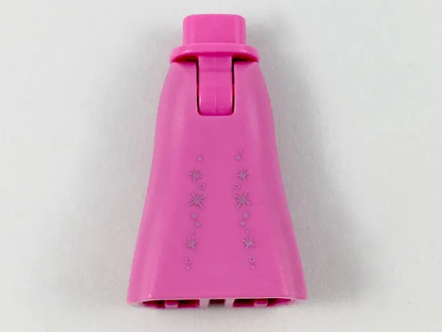 Mini Doll Hips and Skirt Full Length with 2 Rows of Silver Stars Pattern - Thick Hinge