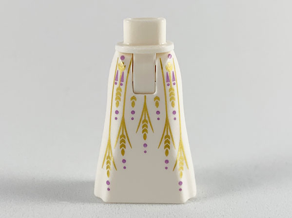 Mini Doll Hips and Skirt Full Length with Gold Grain and Medium Lavender Berries Pattern - Thick Hinge