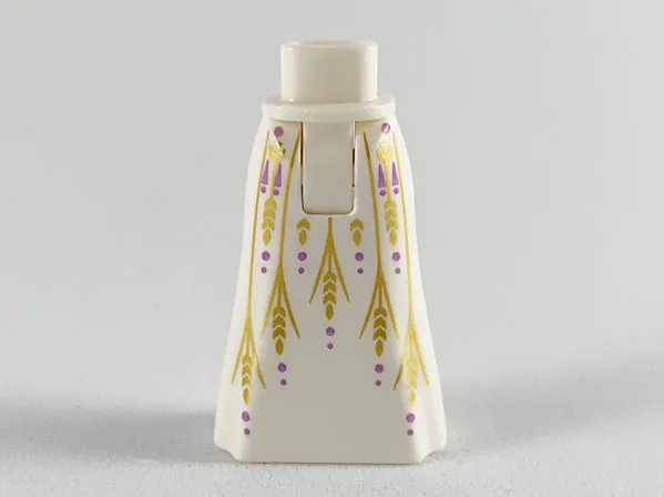 Mini Doll Hips and Skirt Full Length with Gold Grain and Medium Lavender Berries Pattern - Thick Hinge