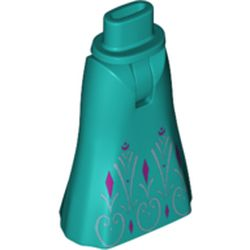 Mini Doll Hips and Skirt Full Length with Magenta Diamonds and Silver Filigree Pattern - Thick Hinge