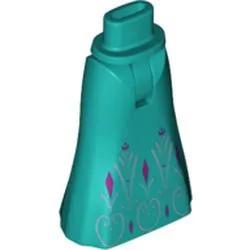 Mini Doll Hips and Skirt Full Length with Magenta Diamonds and Silver Filigree Pattern - Thick Hinge