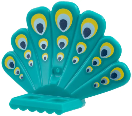 Minifigure Costume Turkey / Peacock Fan Tail with Yellow, Metallic Light Blue, and Dark Blue False Eyes Pattern