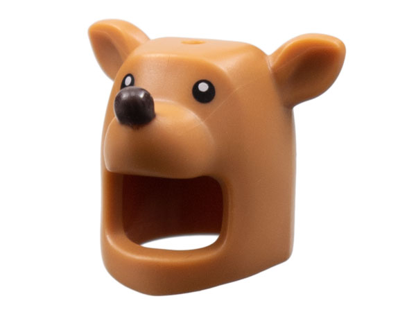 Minifigure, Headgear Head Cover, Costume Reindeer, Hole on Top with Black Eyes and Dark Brown Nose Pattern