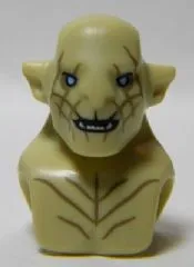 Minifigure, Head, Modified Azog with Dark Tan Markings on Face and Chest, Light Blue Eyes Pattern