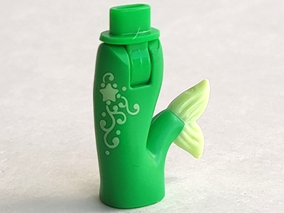 Mini Doll Hips and Mermaid / Merman Tail Assembly with Yellowish Green Caudal Fin, Star, and Filigree Pattern