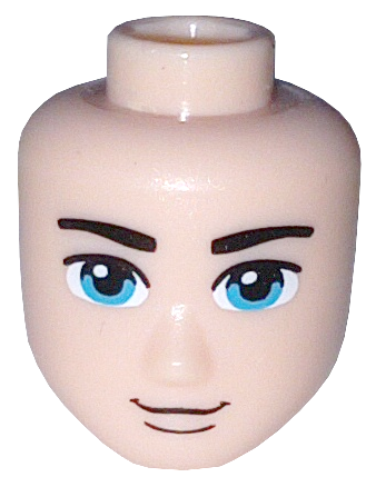 Mini Doll, Head Friends Male Large with Black Eyebrows, Medium Azure Eyes, Chin Dimple, Grin Pattern