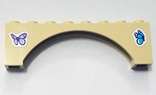 Arch 1 x 8 x 2 Raised Arch with Lavender Butterfly on Left Side and Medium Azure Butterfly on Right Side Pattern (Stickers) - Set 41325