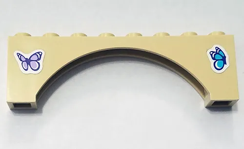 Arch 1 x 8 x 2 Raised Arch with Lavender Butterfly on Left Side and Medium Azure Butterfly on Right Side Pattern (Stickers) - Set 41325