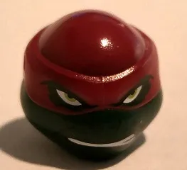 Minifigure, Head, Modified Ninja Turtle Type 2 with Dark Red Mask, Headcovering and Teeth Pattern (Raphael)