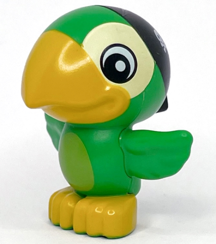 Duplo Bird Parrot with Black Cloth Wrap with Skulls Pattern (Skully)