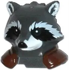 Minifigure, Head, Modified Raccoon with Reddish Brown Shoulder Pads Pattern (Rocket)