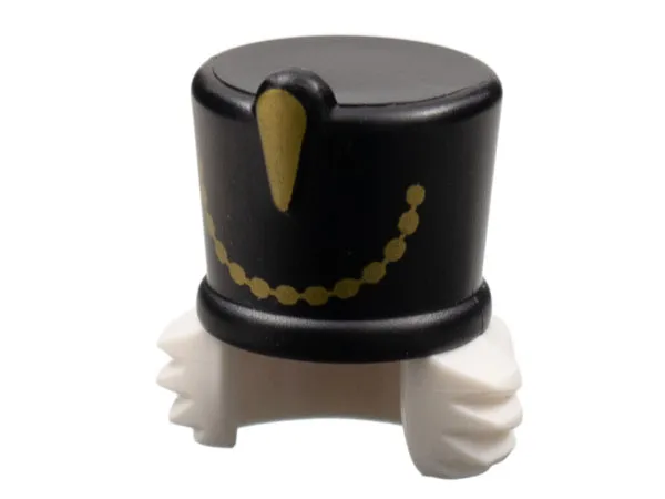 Minifigure, Hair Combo, Hair with Hat, Bushy Hair with Black Shako, Gold Trim Pattern