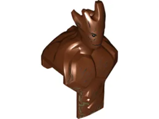 Large Figure Head and Upper Torso with Wood Grain and Leaves Pattern (Groot)