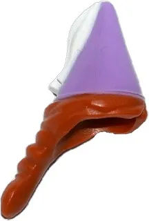Minifigure, Hair Combo, Hair with Hat, Hair in Braid and Medium Lavender Cone with White Ribbon Pattern