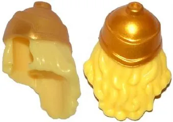 Minifigure, Hair Long Wavy with Gold Greek Soldier Helmet Pattern