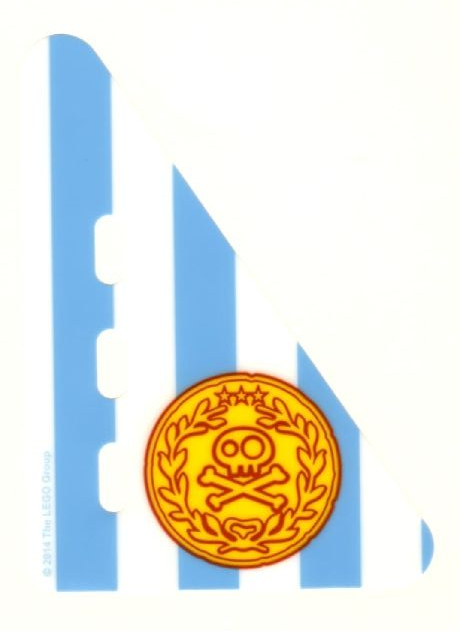 Duplo Boat Sail 5 x 7 with 4 Blue Stripes and Medallion with Gold Skull and Crossbones Pattern