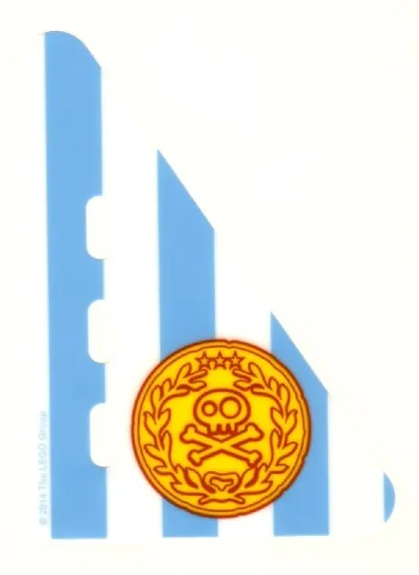 Duplo Boat Sail 5 x 7 with 4 Blue Stripes and Medallion with Gold Skull and Crossbones Pattern