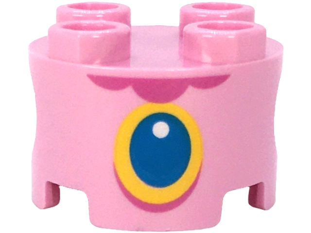 Brick, Round 2 x 2 with Pin Holes with Dark Pink Lace Neck, Dark Azure and Yellow Pendant with White Circle Glint Pattern (Super Mario Baby Peach Torso)