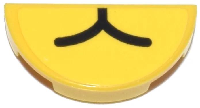 Tile, Round 1 x 2 Half with Black Curved Line Pattern (Mario Kart Teddy Buggy Mouth) (Sticker) - Set 72038