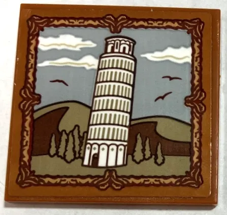 Tile 4 x 4 with Framed Picture of The Leaning Tower of Pisa Pattern (Sticker) - Set 40595