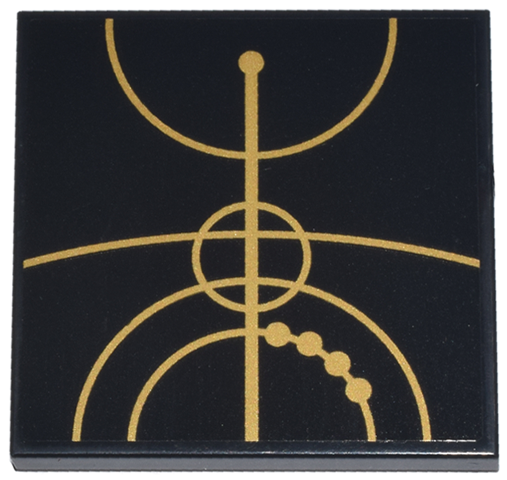 Tile 4 x 4 with Gold Concentric Circles Celestial Star Chart Pattern 1 (Sticker) - Set 75385