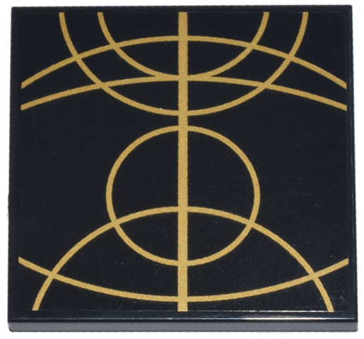 Tile 4 x 4 with Gold Concentric Circles Celestial Star Chart Pattern 2 (Sticker) - Set 75385