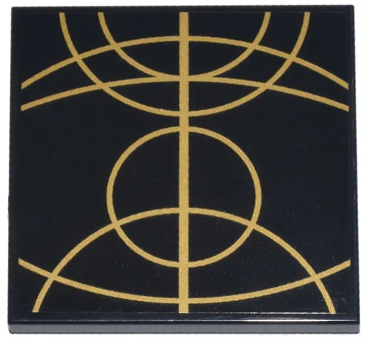 Tile 4 x 4 with Gold Concentric Circles Celestial Star Chart Pattern 2 (Sticker) - Set 75385