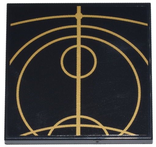 Tile 4 x 4 with Gold Concentric Circles Celestial Star Chart Pattern 3 (Sticker) - Set 75385