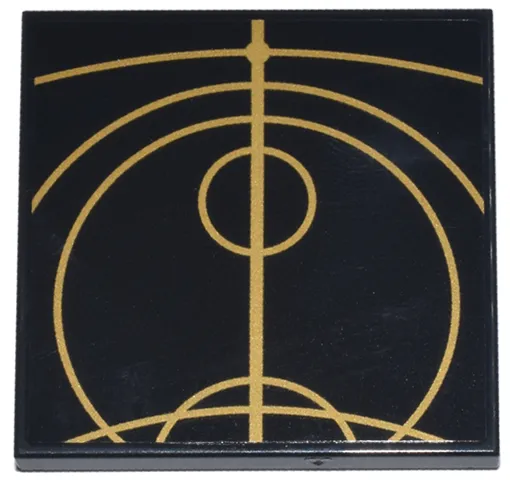 Tile 4 x 4 with Gold Concentric Circles Celestial Star Chart Pattern 3 (Sticker) - Set 75385