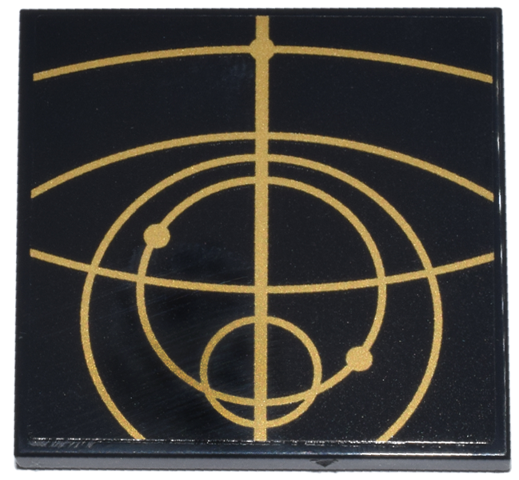 Tile 4 x 4 with Gold Concentric Circles Celestial Star Chart Pattern 5 (Sticker) - Set 75385