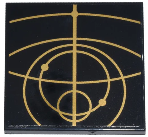 Tile 4 x 4 with Gold Concentric Circles Celestial Star Chart Pattern 5 (Sticker) - Set 75385