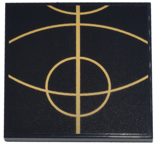 Tile 4 x 4 with Gold Concentric Circles Celestial Star Chart Pattern 6 (Sticker) - Set 75385