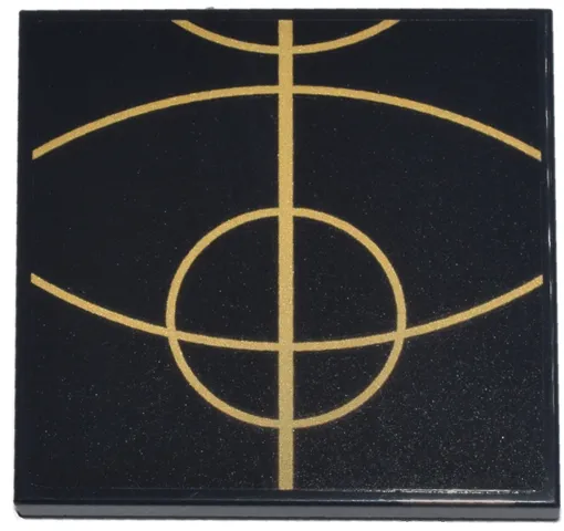 Tile 4 x 4 with Gold Concentric Circles Celestial Star Chart Pattern 6 (Sticker) - Set 75385