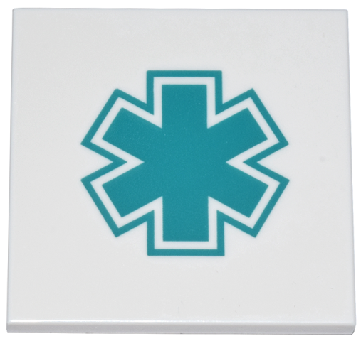 Tile 4 x 4 with Dark Turquoise EMT Star of Life Pattern