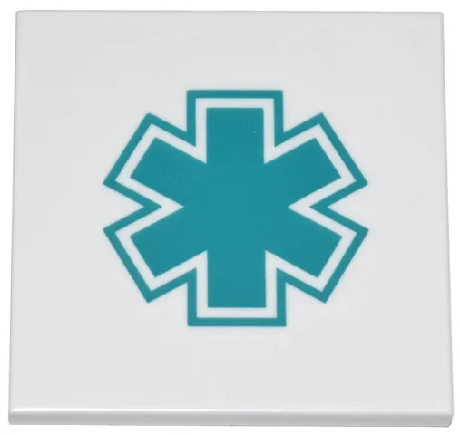 Tile 4 x 4 with Dark Turquoise EMT Star of Life Pattern