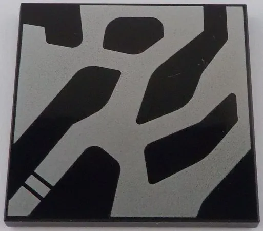 Tile 4 x 4 with Silver Markings Pattern Model Left Side (SW Kylo Ren Helmet)
