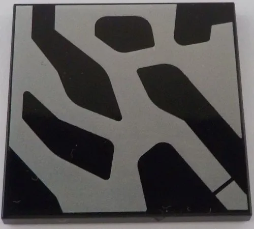 Tile 4 x 4 with Silver Markings Pattern Model Right Side (SW Kylo Ren Helmet)