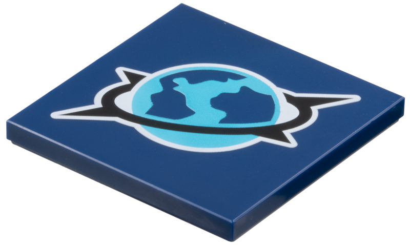 Tile 4 x 4 with Medium Azure, Dark Blue and Black Arctic Explorer Logo with White Outline Pattern