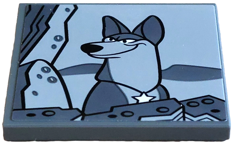 Tile 4 x 4 with TV Screen with Dog Thunderbolt between Rocks on Light Bluish Gray Background Pattern (Sticker) - Set 43271