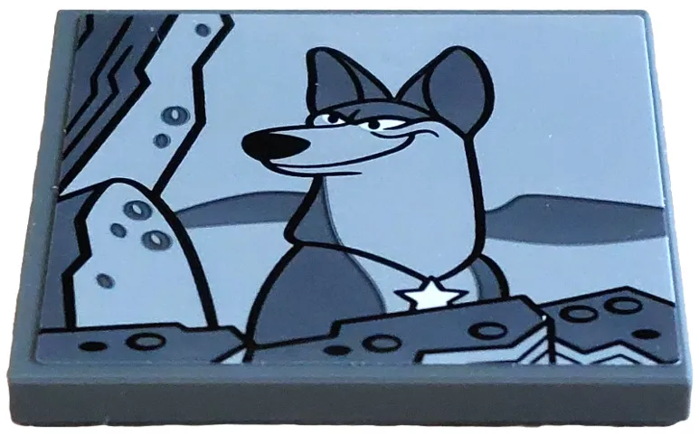 Tile 4 x 4 with TV Screen with Dog Thunderbolt between Rocks on Light Bluish Gray Background Pattern (Sticker) - Set 43271