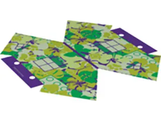 Cloth Tent, Friends Jungle Leaves with Dark Purple Trim Pattern